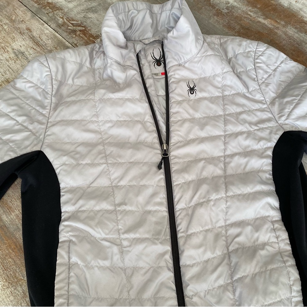 Young Men Sz Small SPYDER Lightweight Puffy Jacket w/ Interior Pocket Gray Black